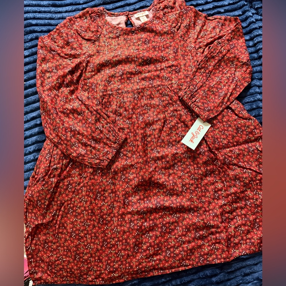 Cat & Jack Long Sleeve Red Sparkly Dress